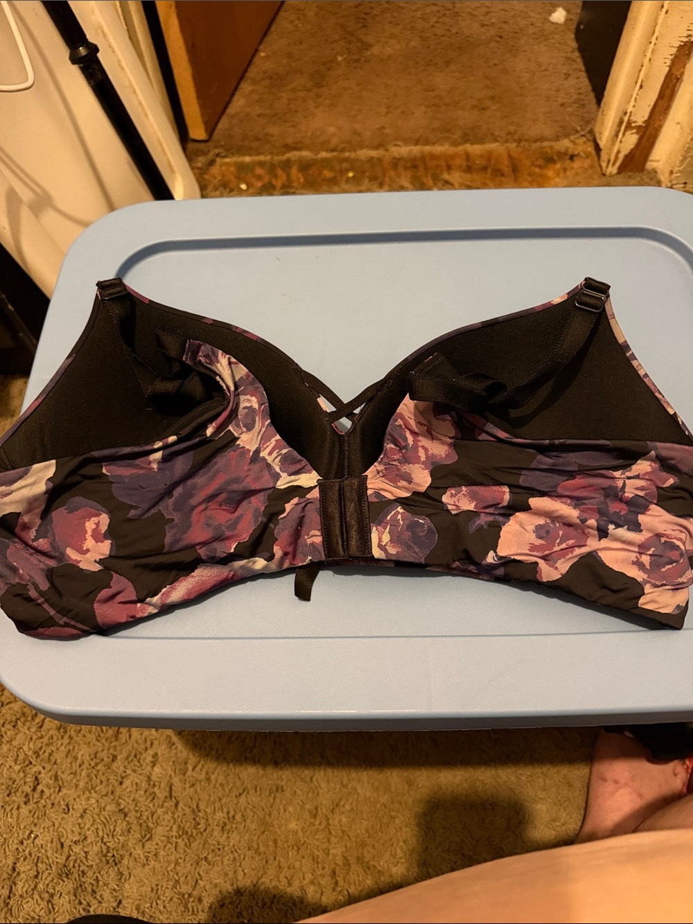 torrid Back Smoothing Wireless Push Up Bra in Black and Purple Rose Print - Picture 2 of 3
